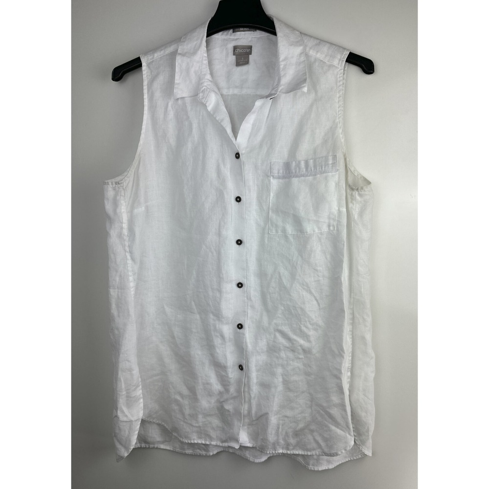 Chico's Bundle of 2 100% Linen No Iron Sleeveless Tunic Tops Plus Size 3 16/18 - Picture 11 of 16